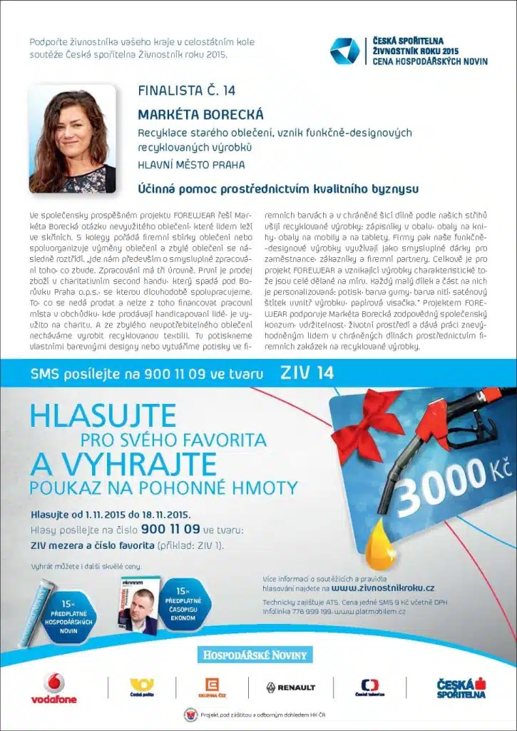 Hlasování pro finále Živnostníka roku 2015